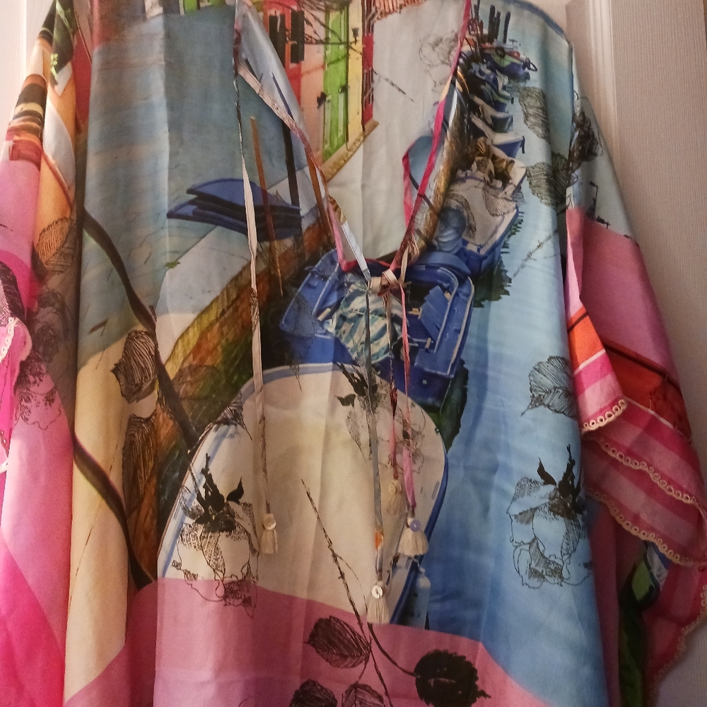 Multi Color Silk Beach Kimono